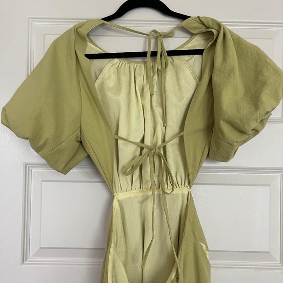Nasty gal womens linen look open back mini dress in Lime Green - Picture 8 of 9